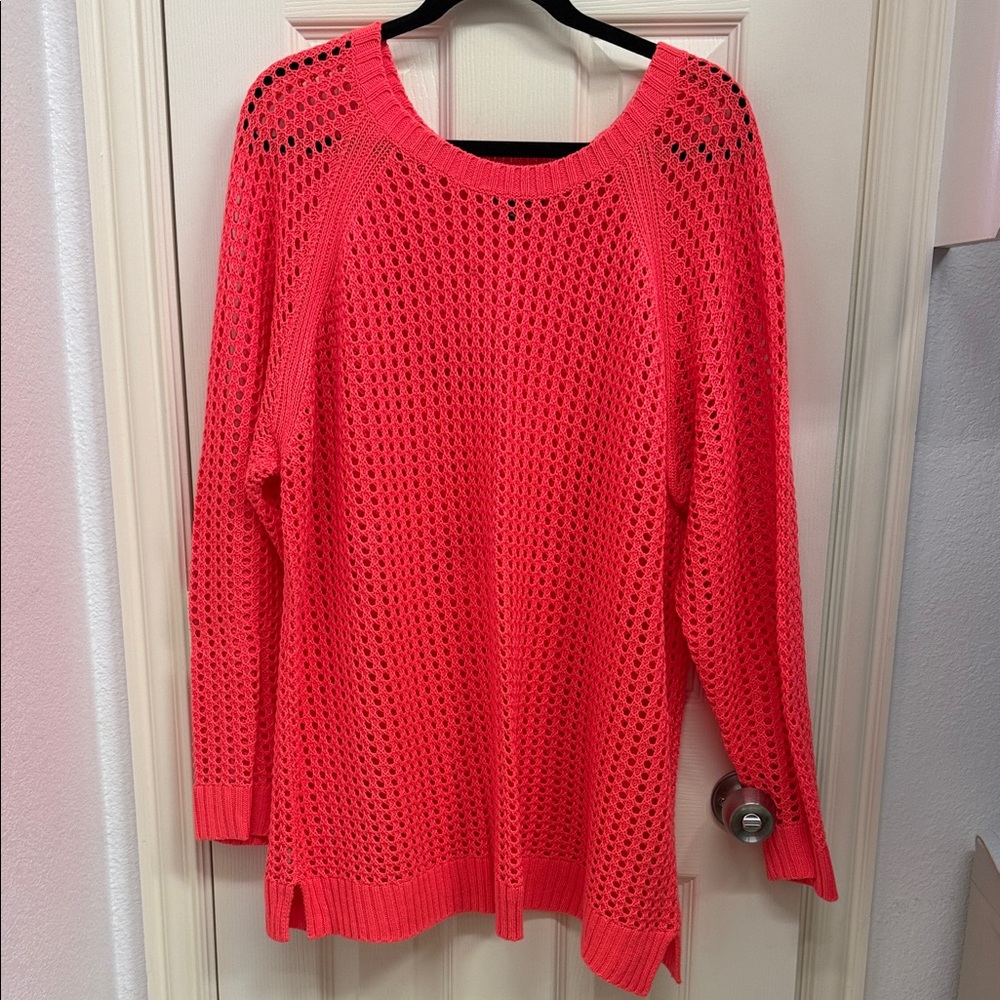 a.n.a Vibrant Coral Crew Neck Sweater